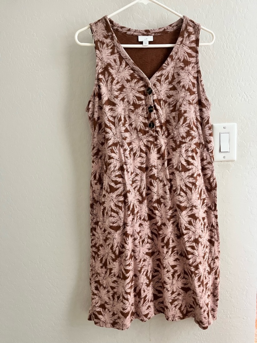 J. Jill Brown and Pink Sleeveless Midi Dress